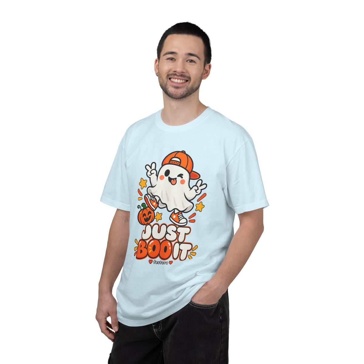 Just Boo It Halloween T-Shirt | Cute Skater Ghost Graphic Tee