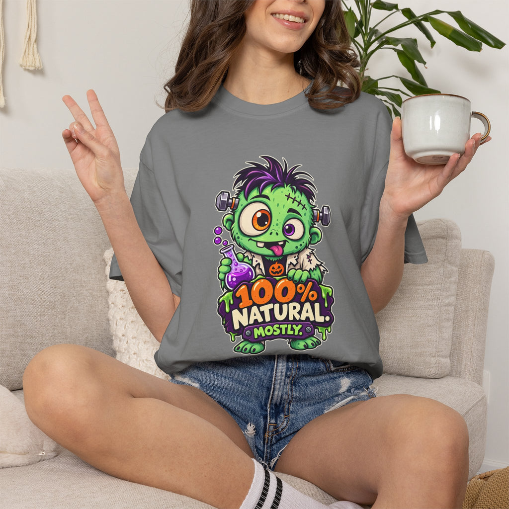 100% Natural. Mostly. – Cute Halloween Lab Monster T-Shirt