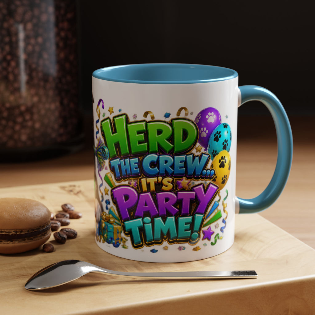 Herd the Crew Border Collie Birthday White Mug
