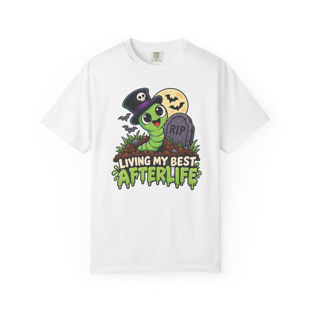 Living My Best Afterlife – Cute Halloween Graveyard Worm T-Shirt