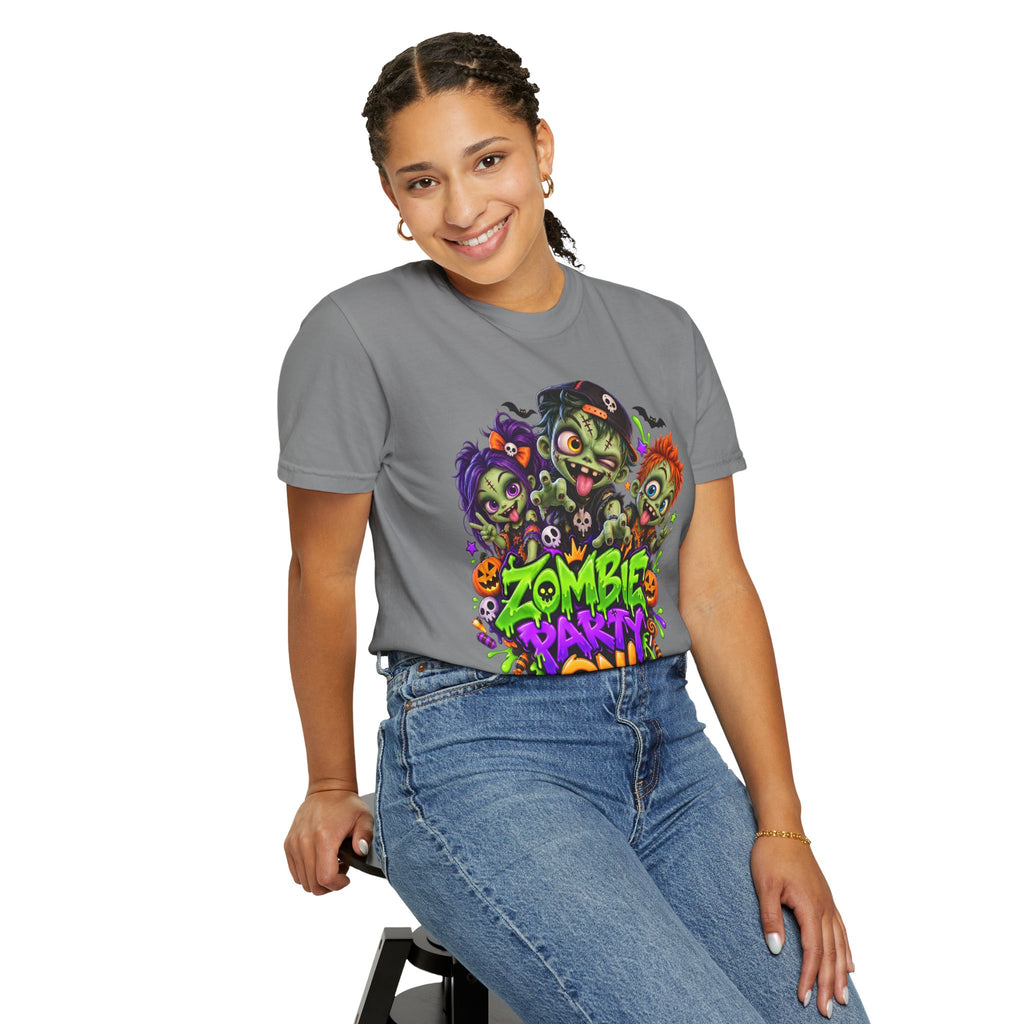 Zombie Party On! – Halloween Zombie Crew Graphic T-Shirt
