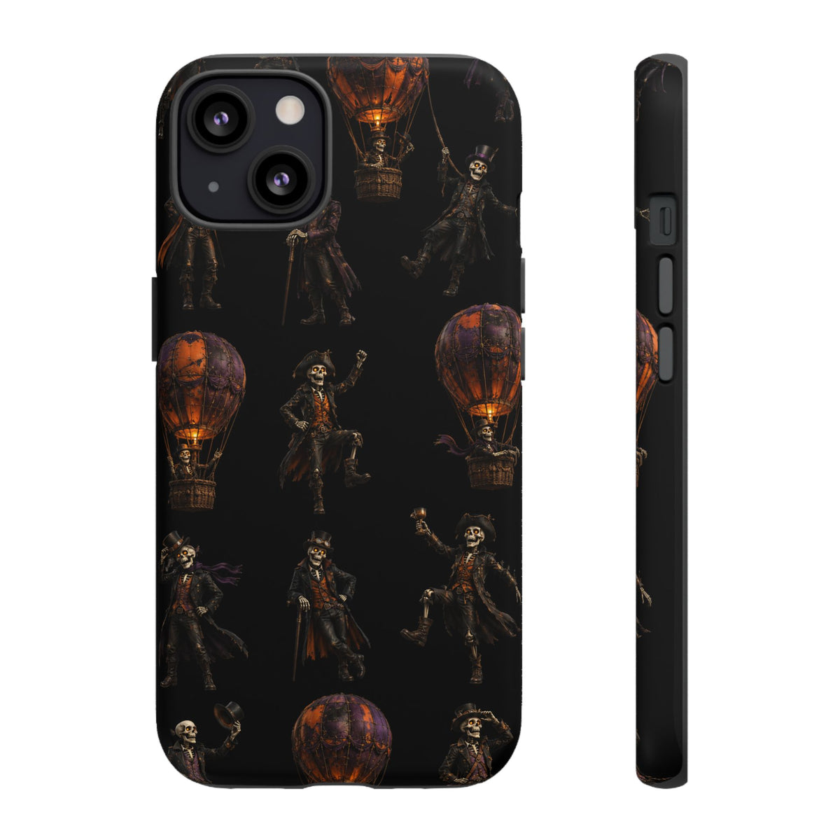 Vintage Skeleton Hot Air Balloon Phone Case - Gothic Halloween Design