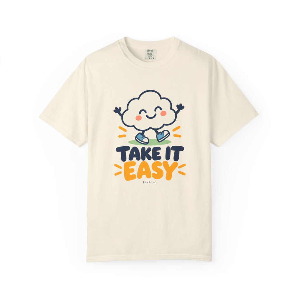 Take It Easy – Happy Cloud Graphic T-Shirt | Festora Everyday