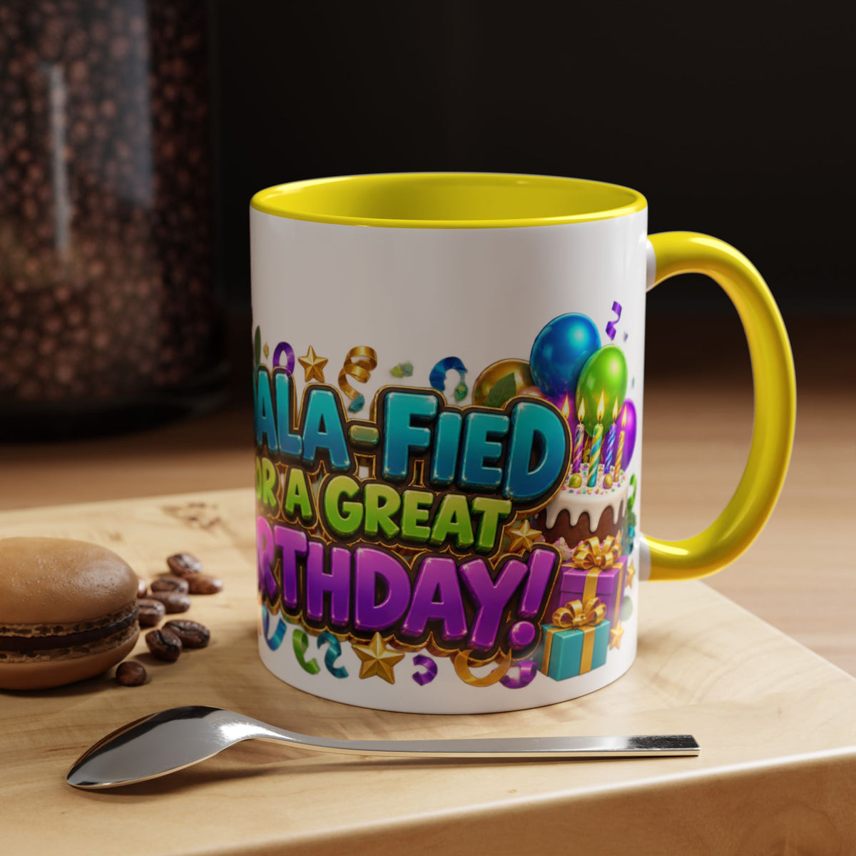 Koala-Fied for a Great Birthday White Mug – Cute Koala Birthday Cup, Colorful Fun Party Gift
