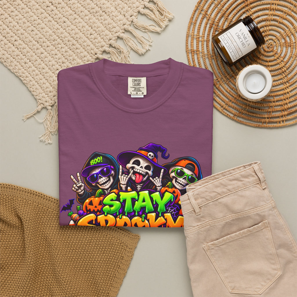 Stay Spooky Halloween T-Shirt – Funny Skeleton Crew Colorful Graphic Tee