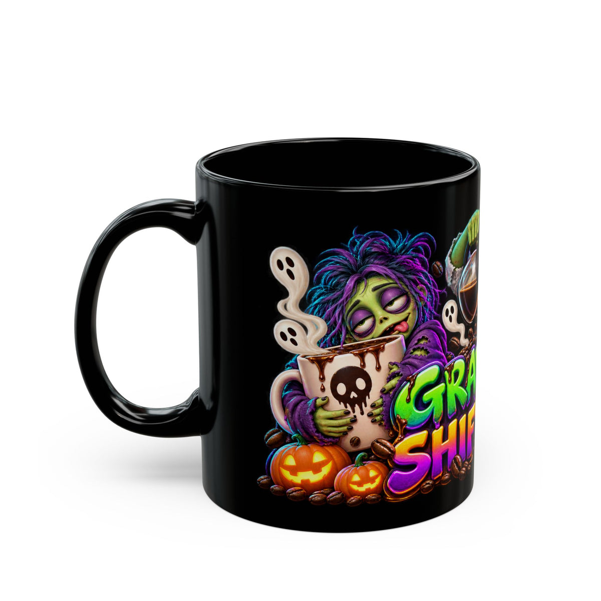 Graveyard Shift Fuel Coffee Zombies Halloween Black Mug