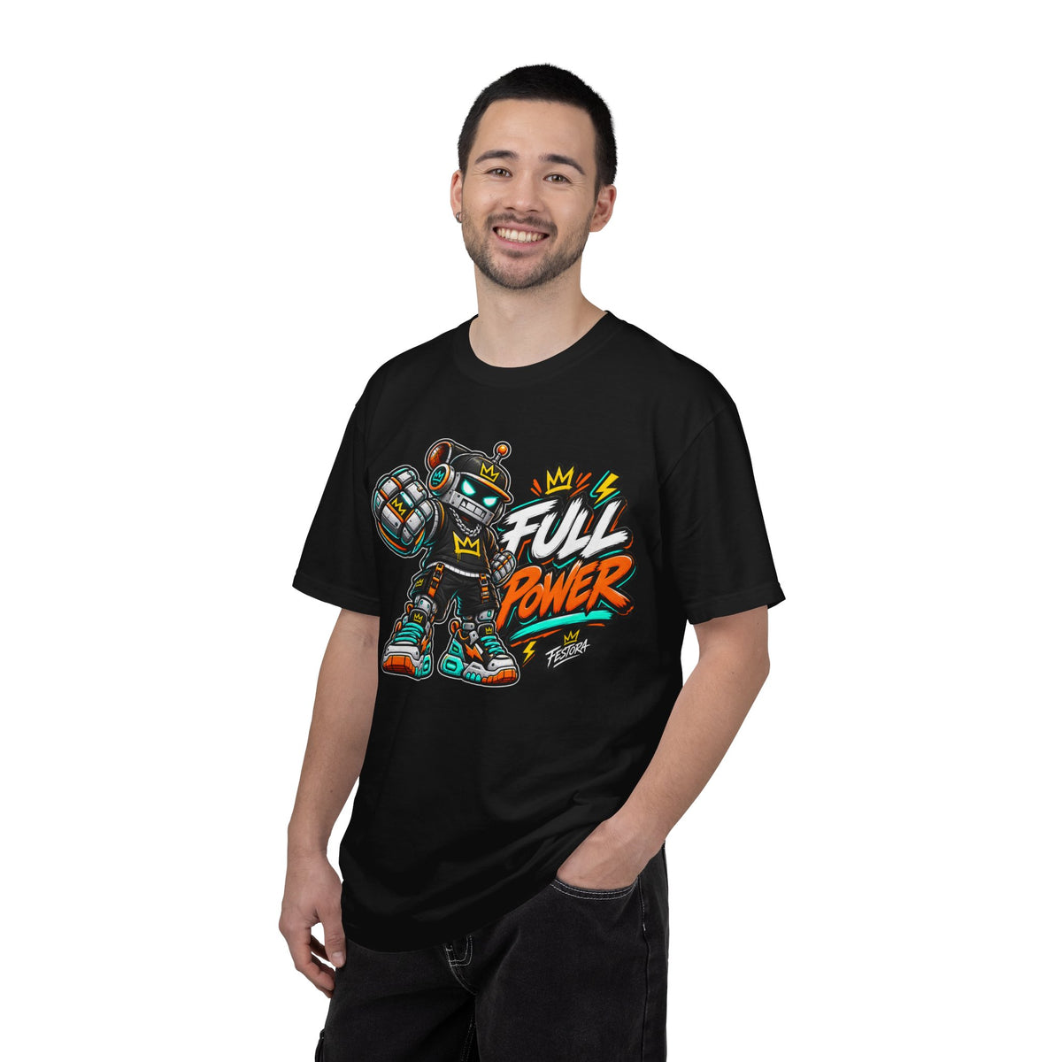 Full Power Robot Graphic T-Shirt — Retro Streetwear Tee