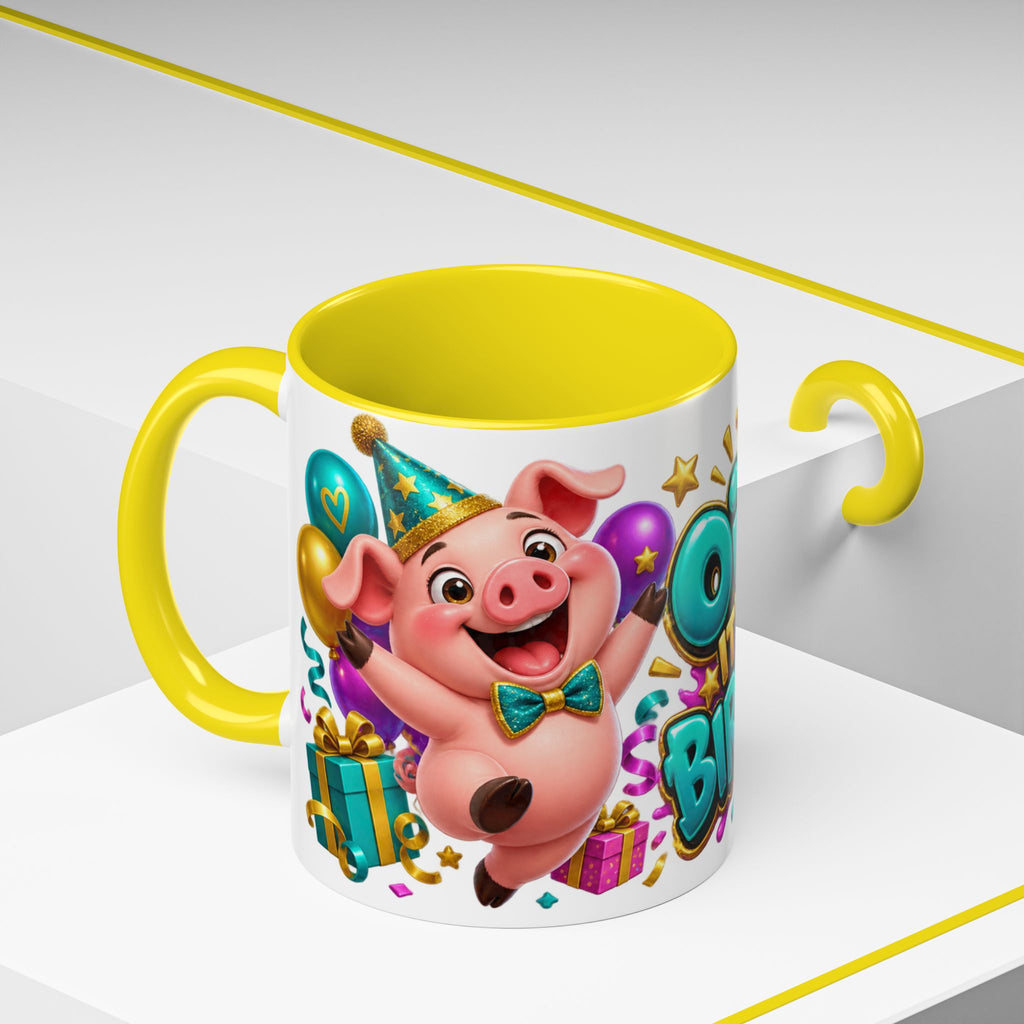 Oink! It’s Your Birthday White Mug – Cute Pig Birthday Cup, Colorful Funny Party Gift