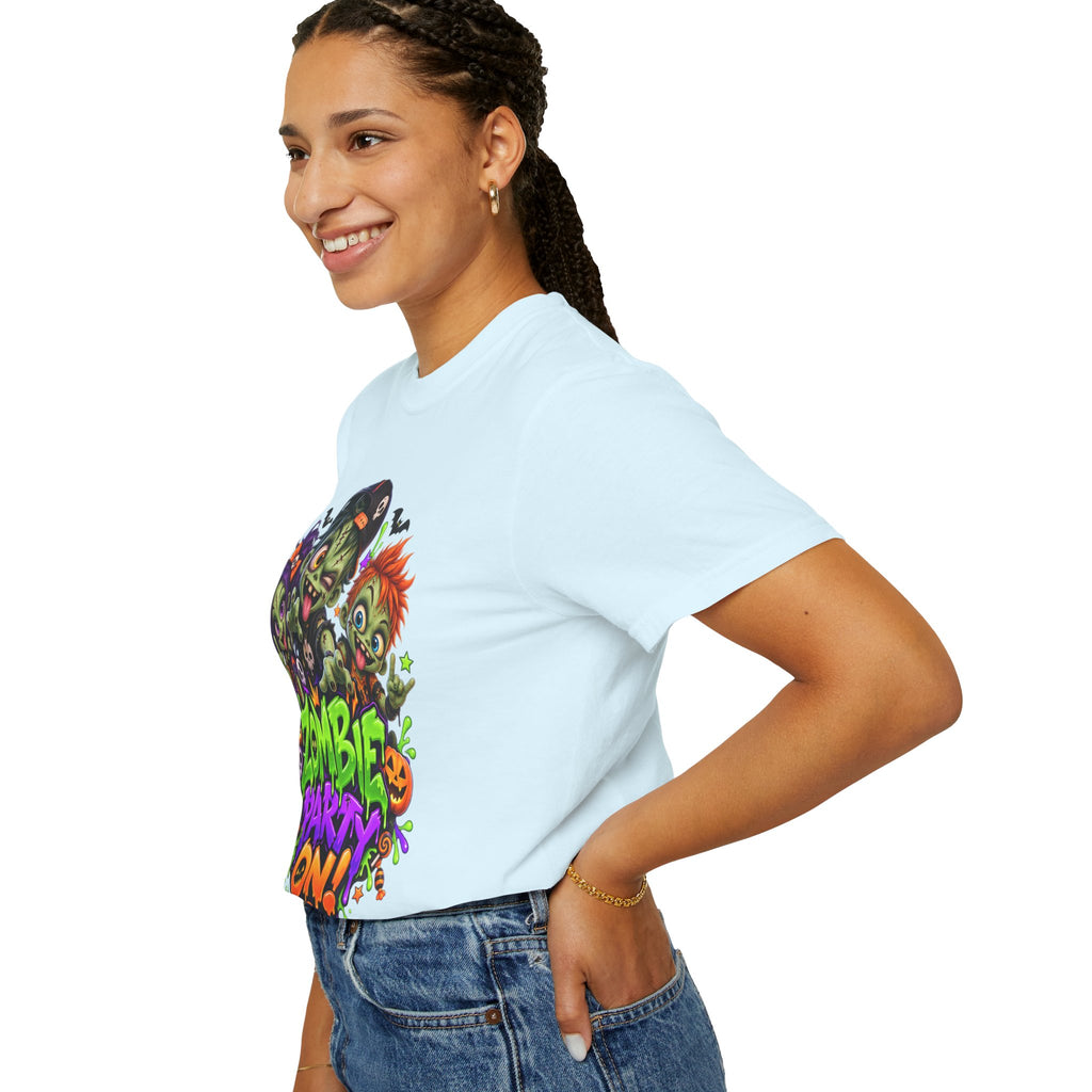 Zombie Party On! – Halloween Zombie Crew Graphic T-Shirt