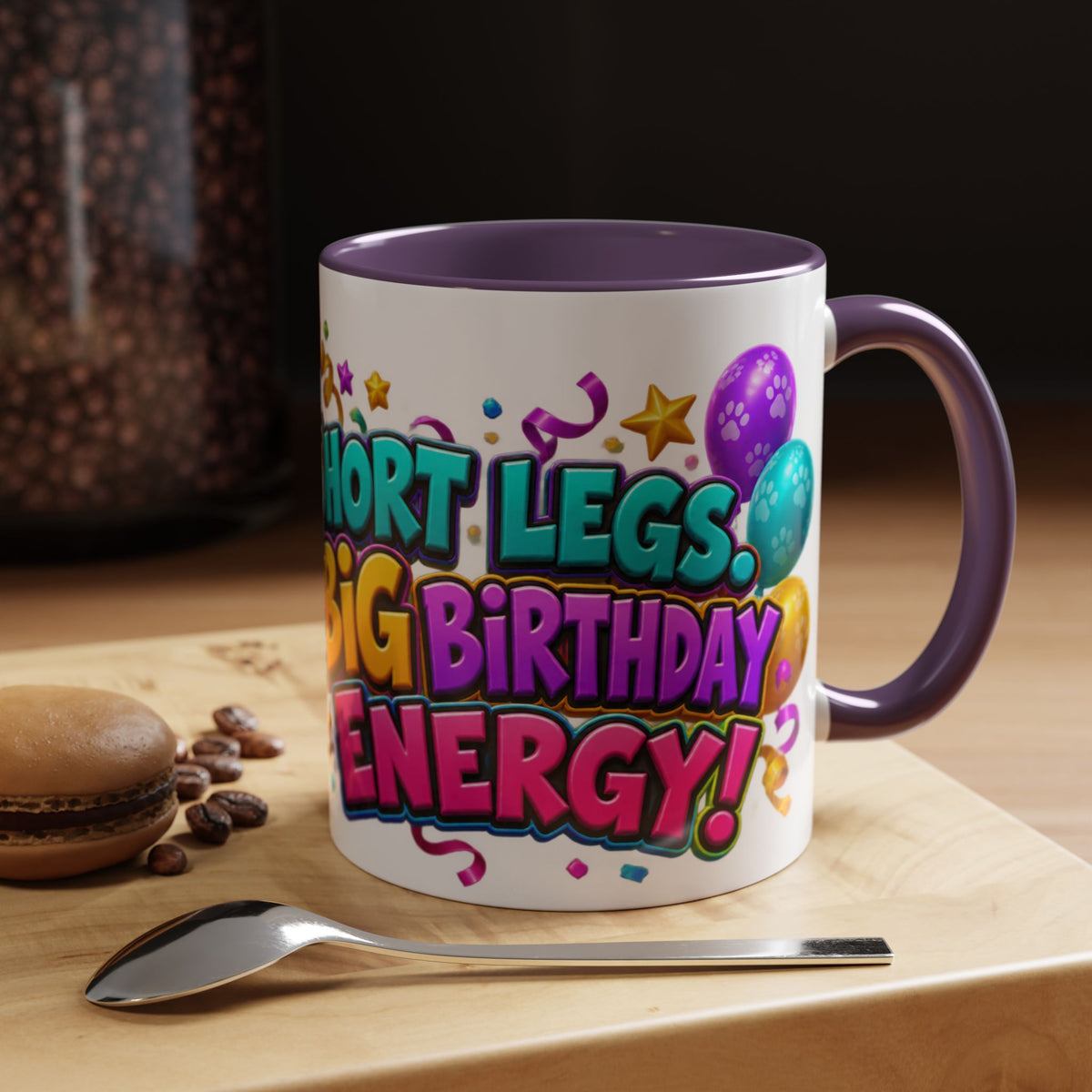 Short Legs Big Birthday Energy Basset Hound White Mug