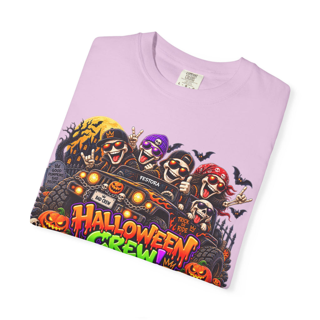 Halloween Crew T-Shirt – Skeleton Jeep Spooky Graphic Tee