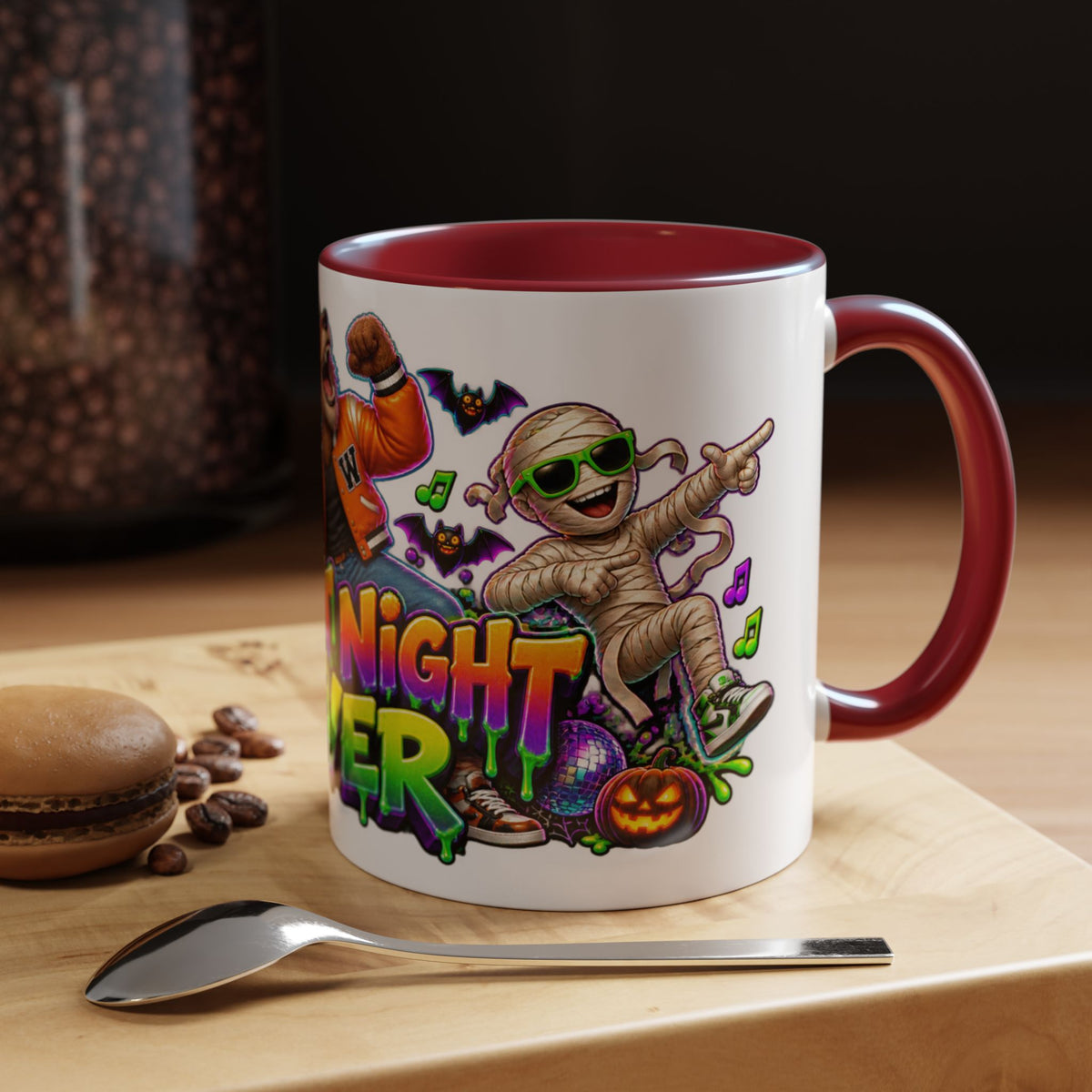 Fright Night Fever Dancing Monsters Halloween White Mug
