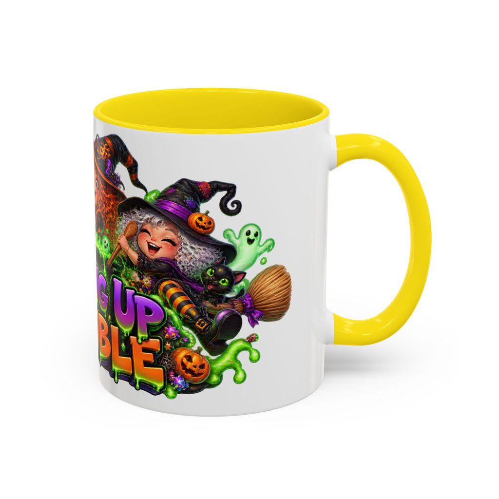 Brewing Up Trouble Witches Halloween White Mug