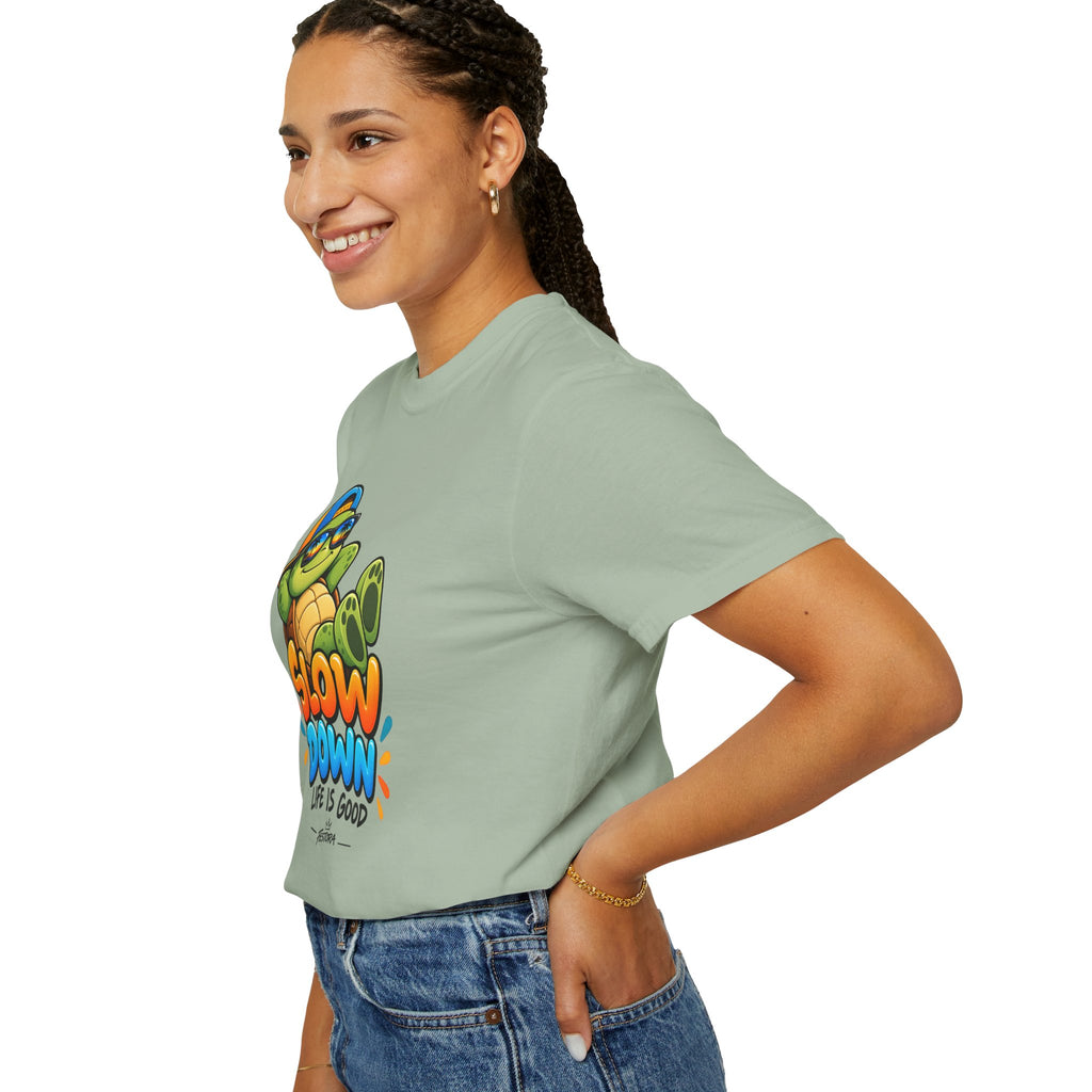 Slow Down, Life Is Good – Turtle Graphic T-Shirt | Festora Everyday