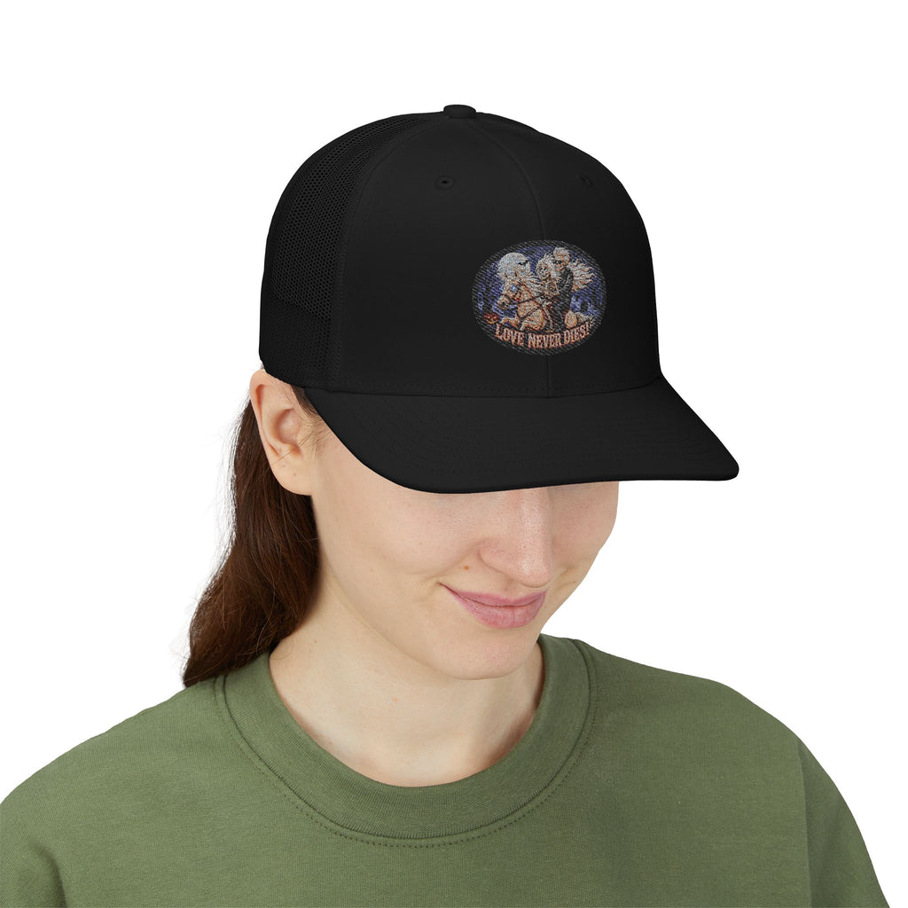 La Greñuda and El Galán Horseback Embroidered Trucker Cap