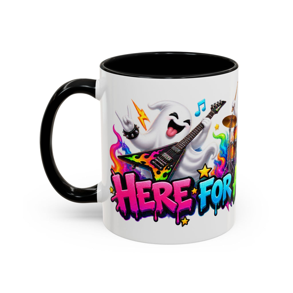Here for a Boo Time Halloween Ghost Rock Band White Mug