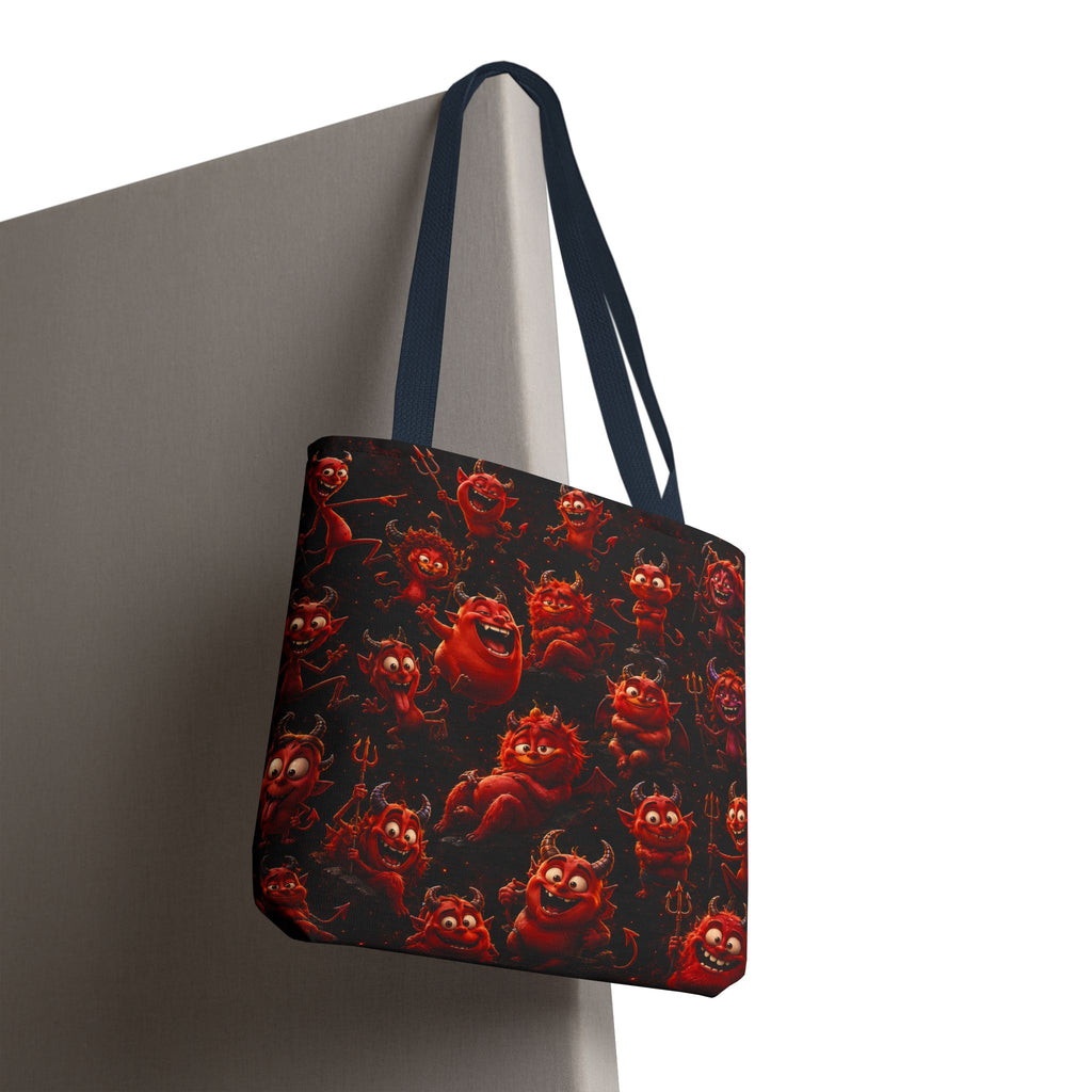Funny Red Devils Tote Bag - Cute Mischievous Demon All-Over Print
