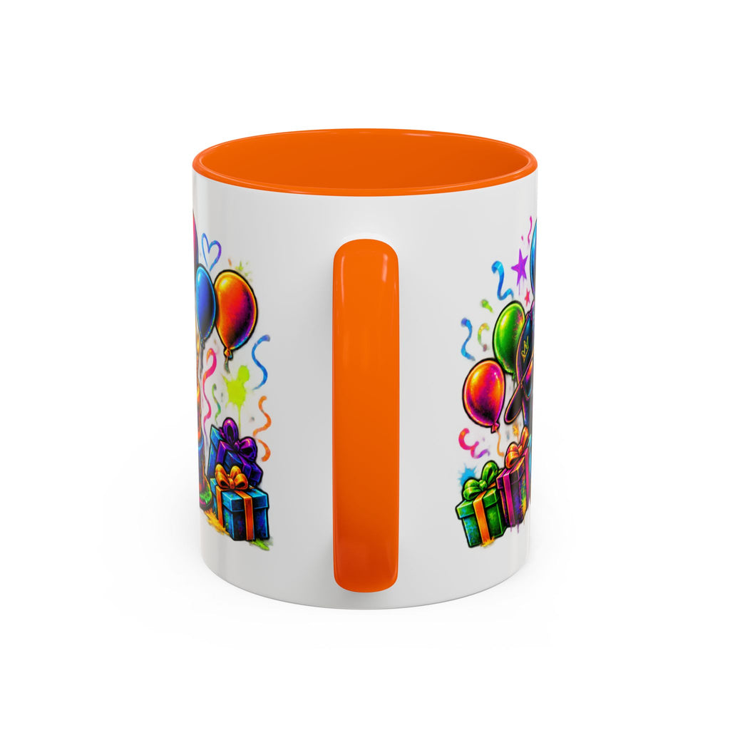Happy Birthday Accent Coffee Mug – Colorful Graffiti Cake & Balloons (11/15oz)