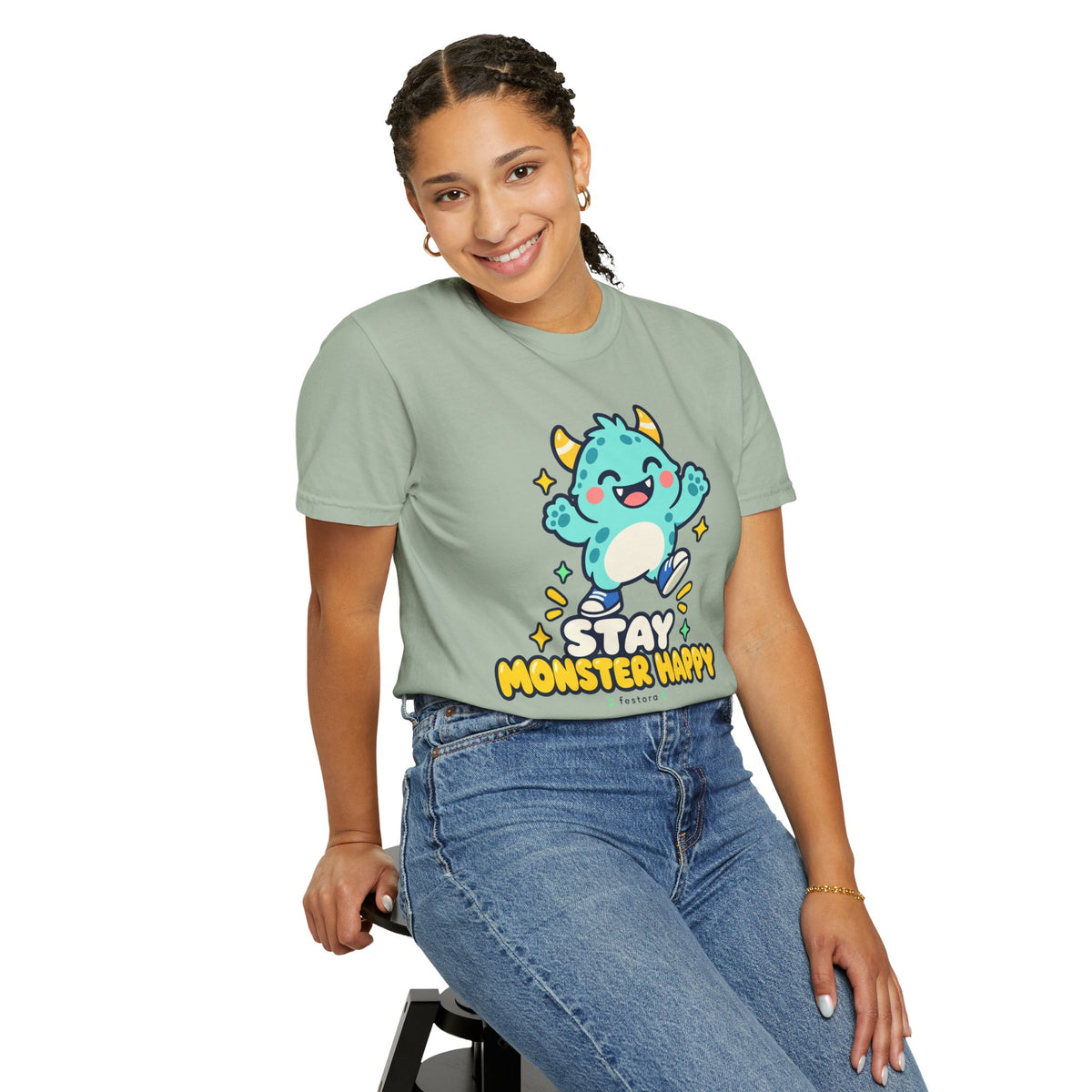 Stay Monster Happy – Cute Monster Graphic T-Shirt