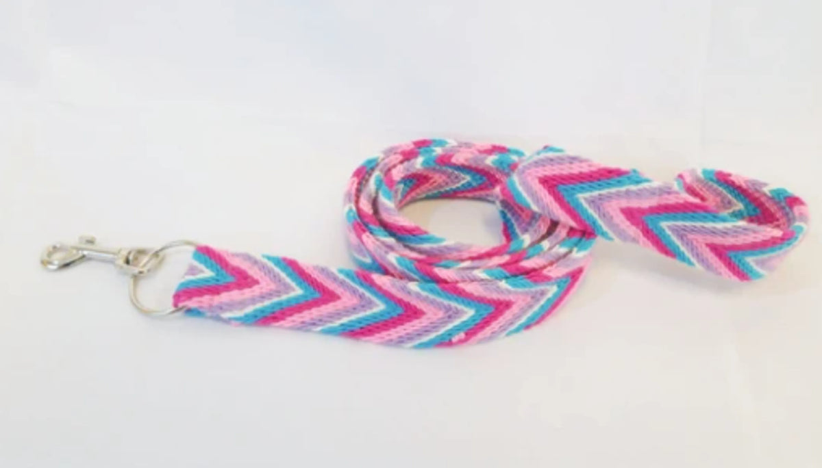 Pink Handmade Wayuu Dog Leash – Colorful Woven Pet Lead