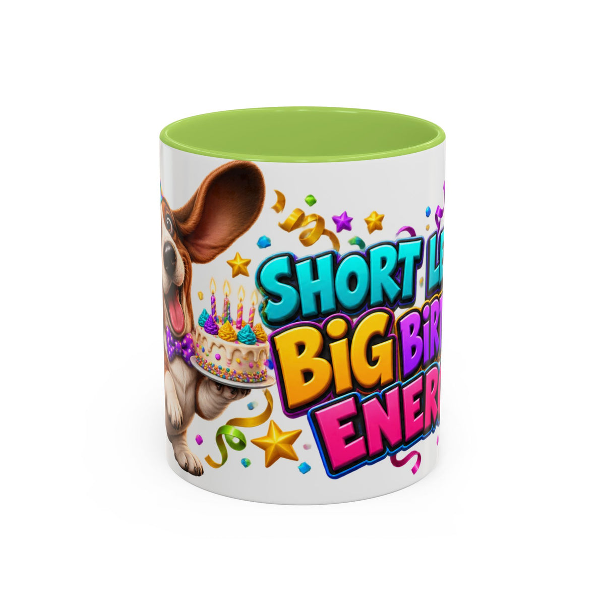 Short Legs Big Birthday Energy Basset Hound White Mug