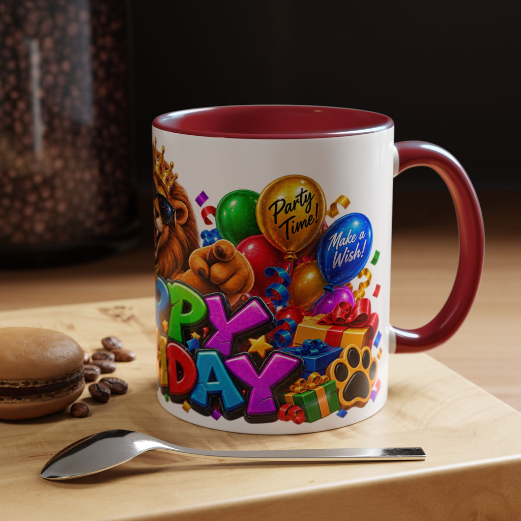 Lion Happy Birthday Mug – Colorful 3D King Celebration Design