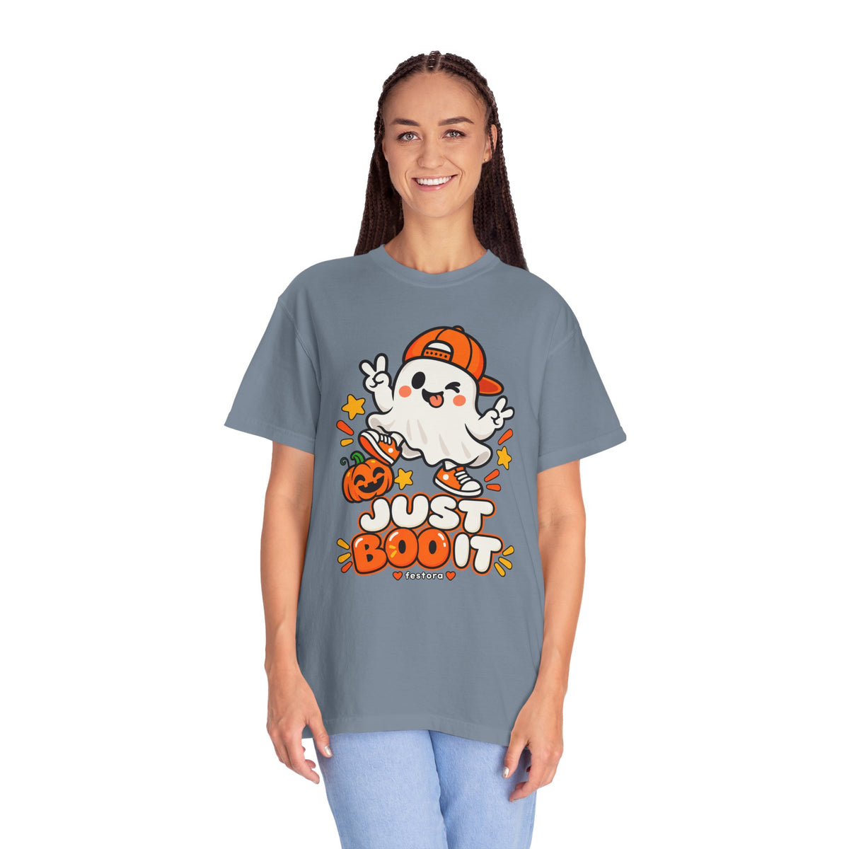 Just Boo It Halloween T-Shirt | Cute Skater Ghost Graphic Tee