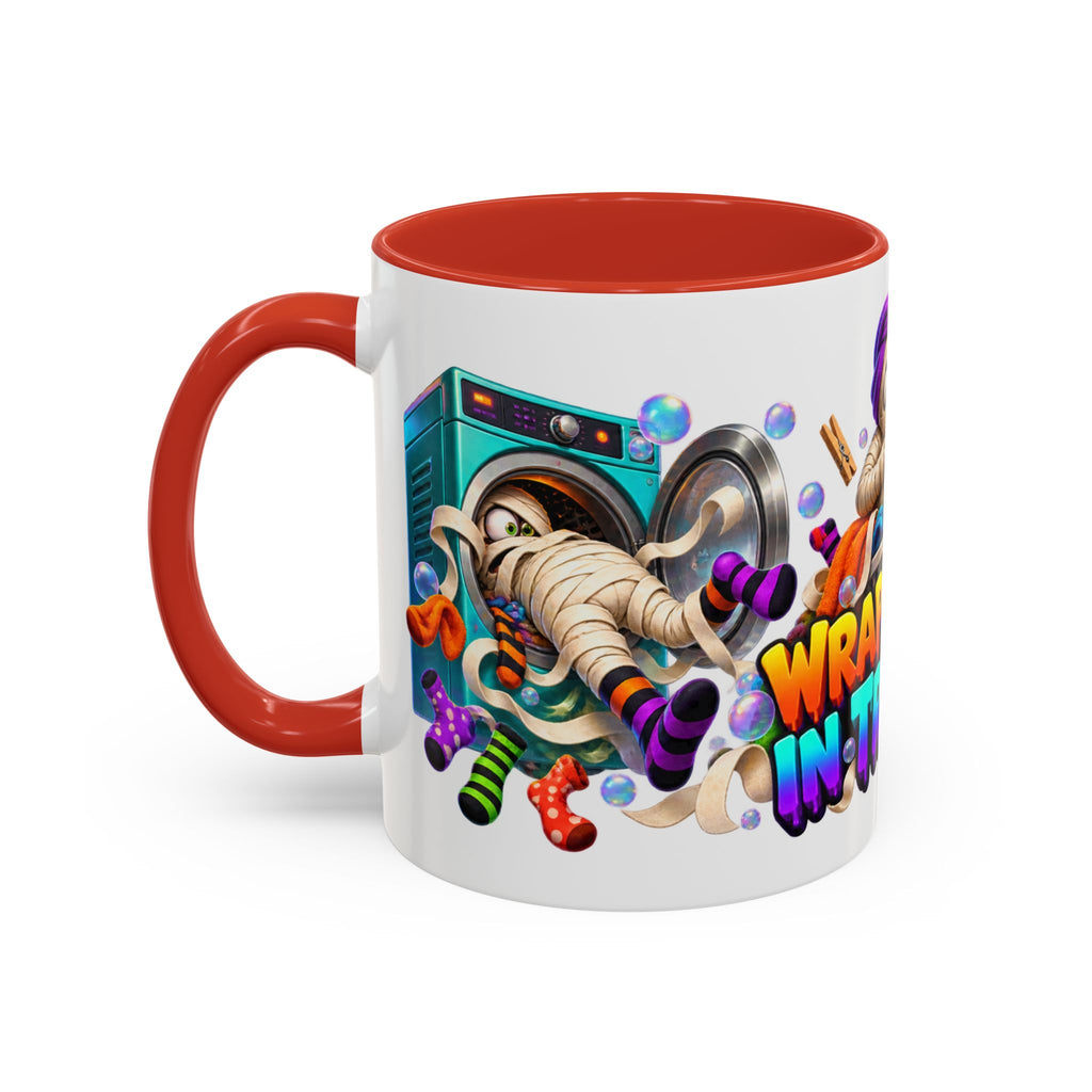 Wrapped Up in Trouble Mummy Halloween White Mug