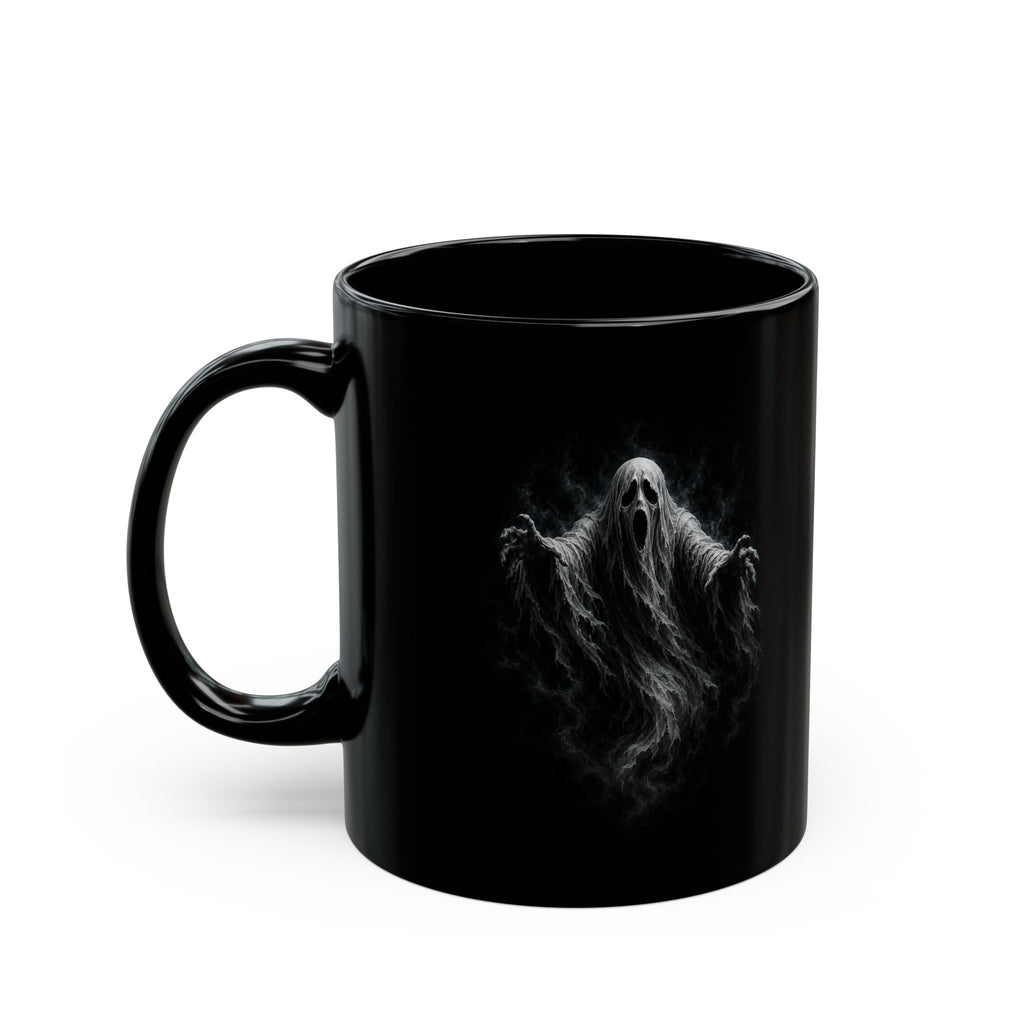 Ghost Haunted Black Coffee Mug — Spooky Halloween 11oz/15oz