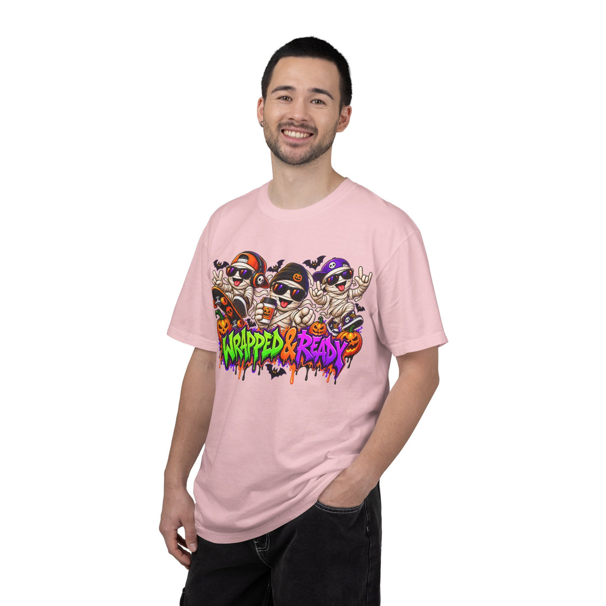 Wrapped & Ready – Halloween Mummy Crew Graphic T-Shirt