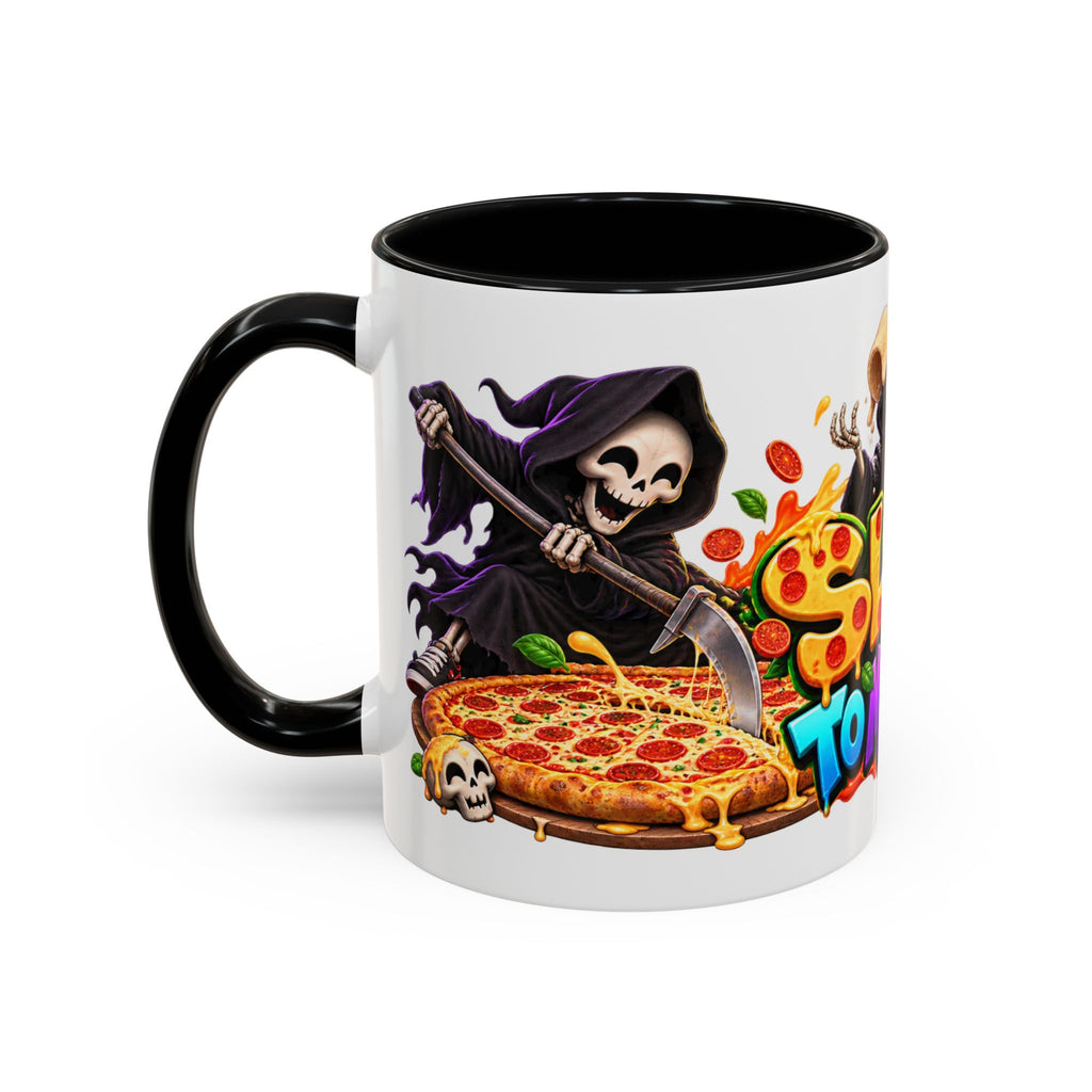 Slice to Meet You Funny Grim Reaper Pizza Halloween White Mug