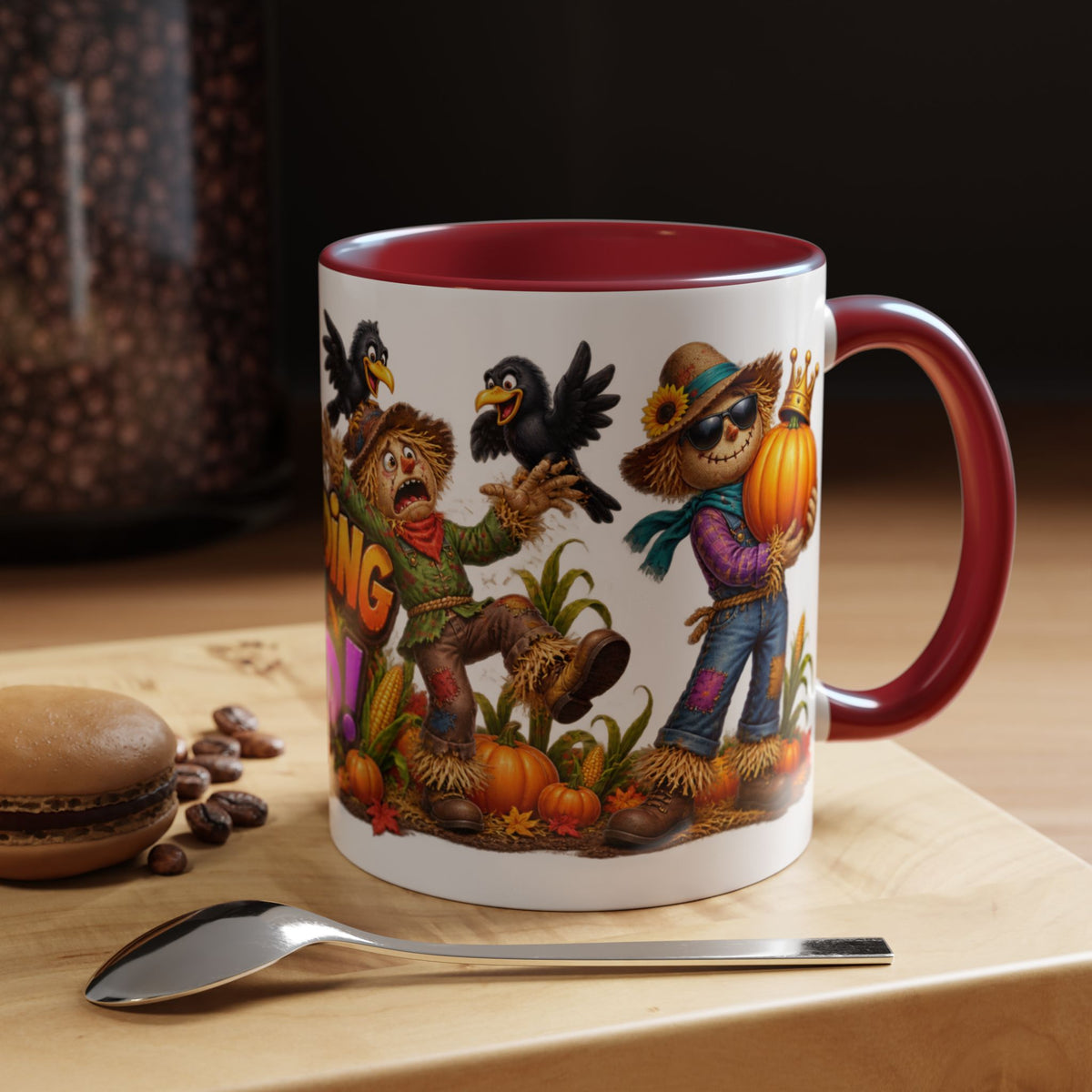 Outstanding in Our Field Funny Scarecrow Halloween White Mug