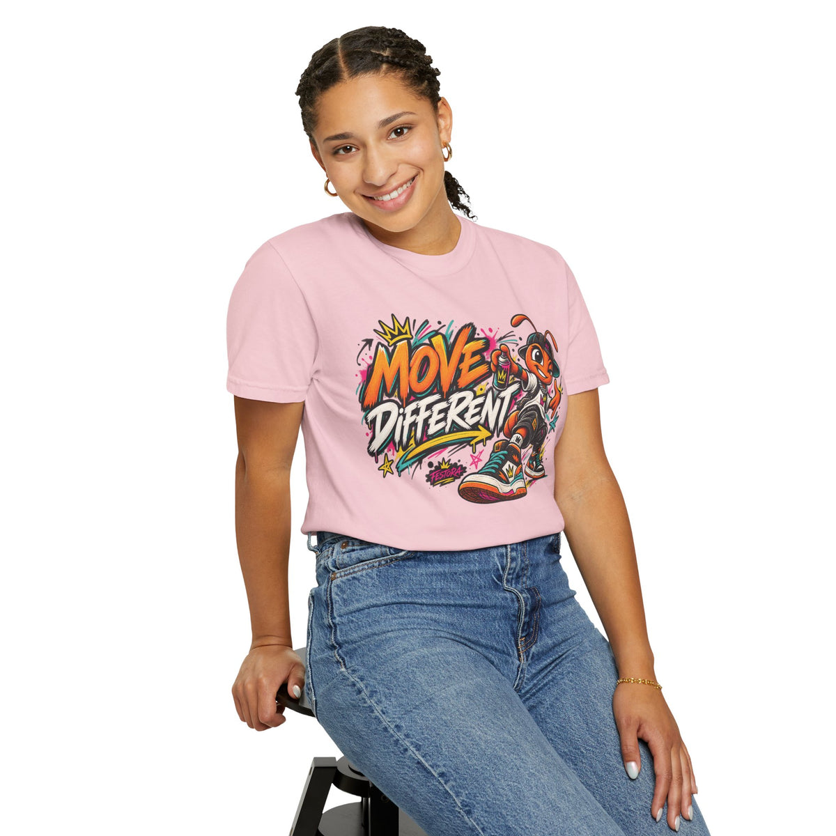 Move Different Graphic T-Shirt — Streetwear Skate Ant Mascot Design