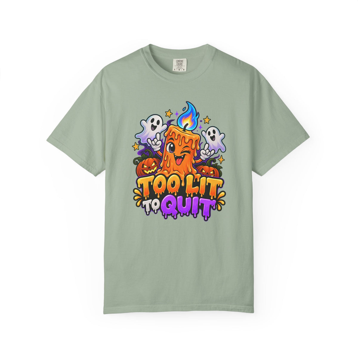 Too Lit to Quit – Funny Halloween Candle T-Shirt