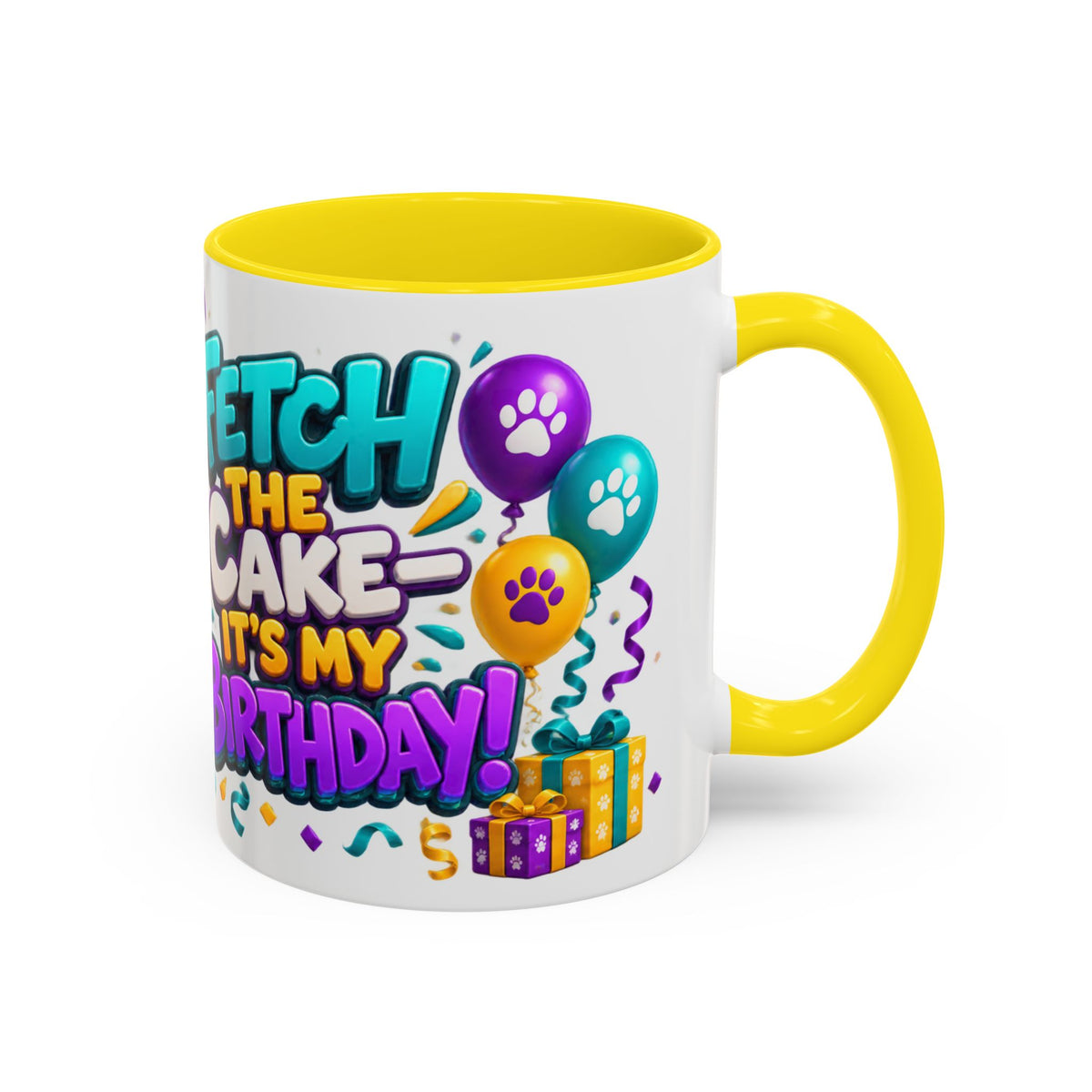 Beagle Birthday Mug – Fetch the Cake White Ceramic Coffee Cup
