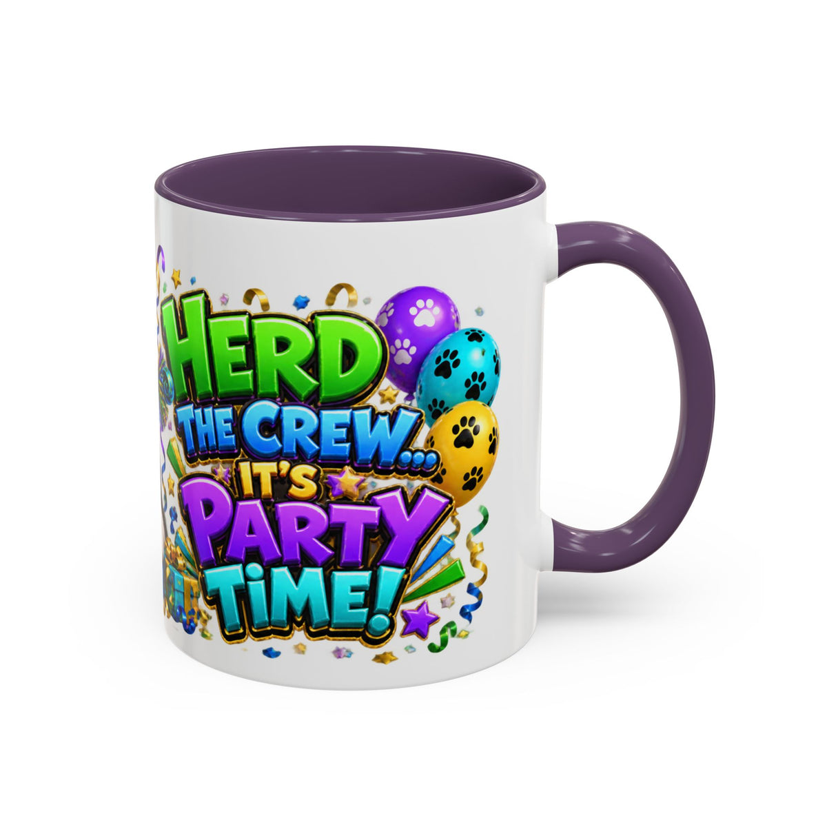 Herd the Crew Border Collie Birthday White Mug