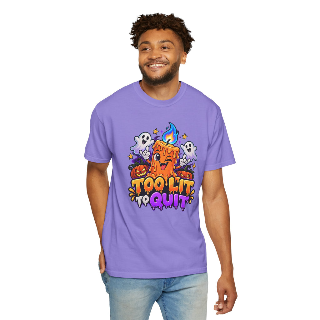 Too Lit to Quit – Funny Halloween Candle T-Shirt