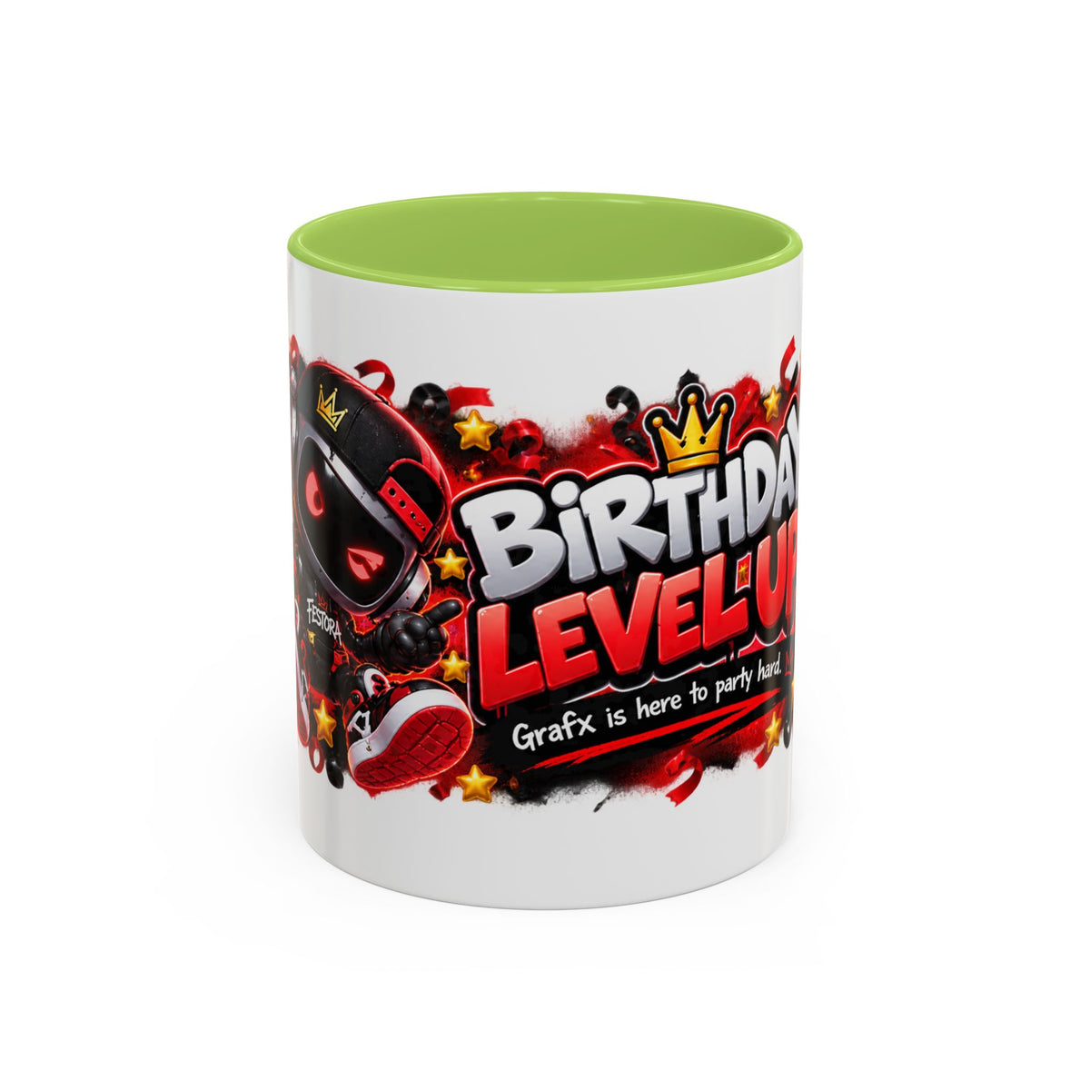 Festora Grafx Birthday Mug – Birthday Level Up Robot Coffee Cup