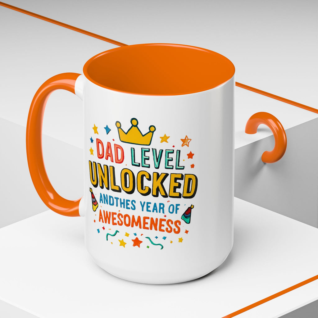 Dad Level Unlocked Coffee Mug – Funny Father’s Day 11/15oz Accent Mug