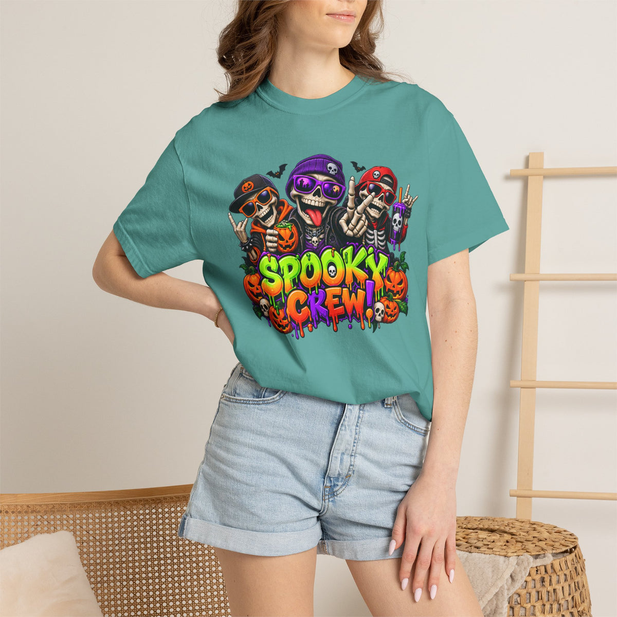 Spooky Crew Halloween T-Shirt – Funny Skeleton Graphic Tee