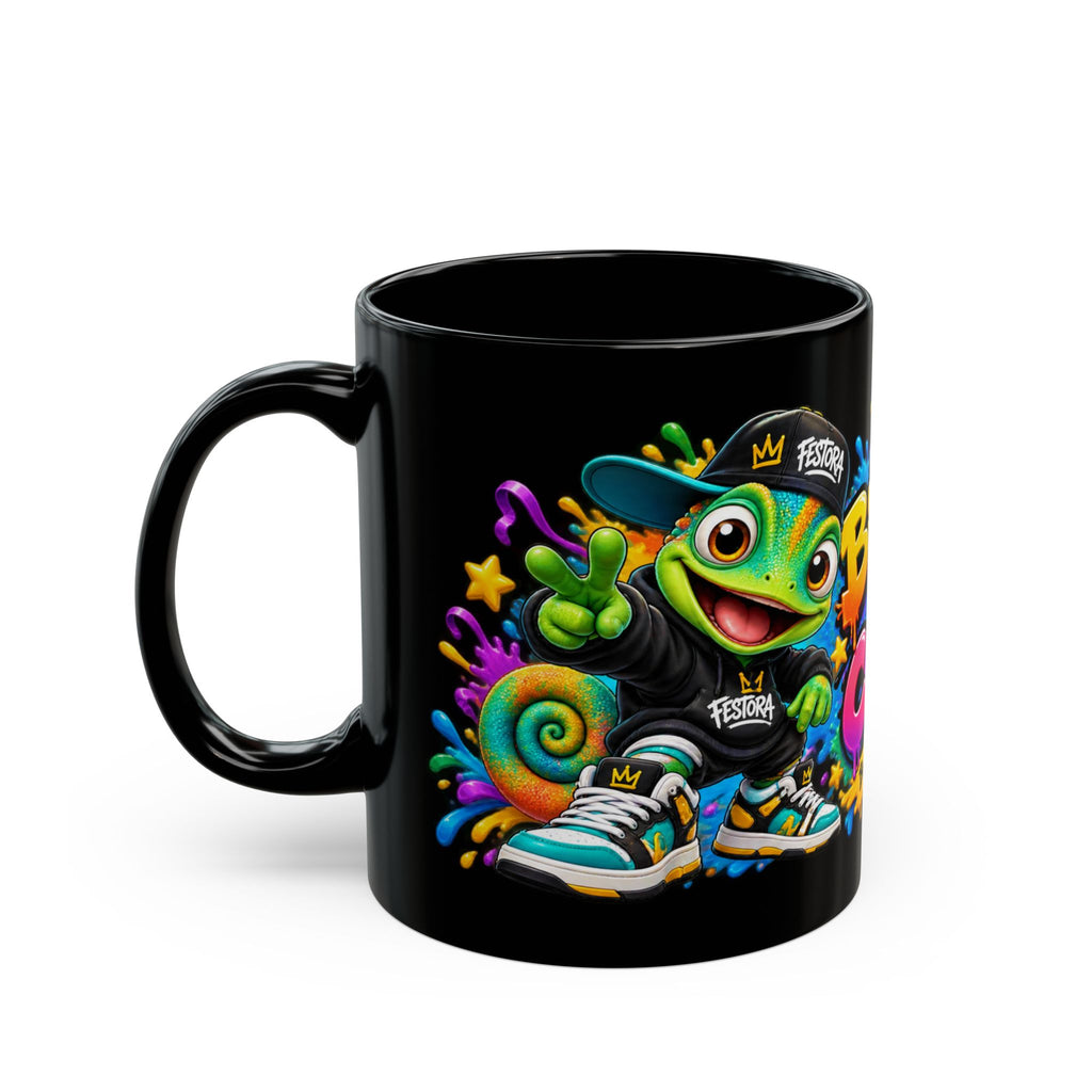 Birthday in Full Color Black Mug – Festora Chameleon Birthday Cup