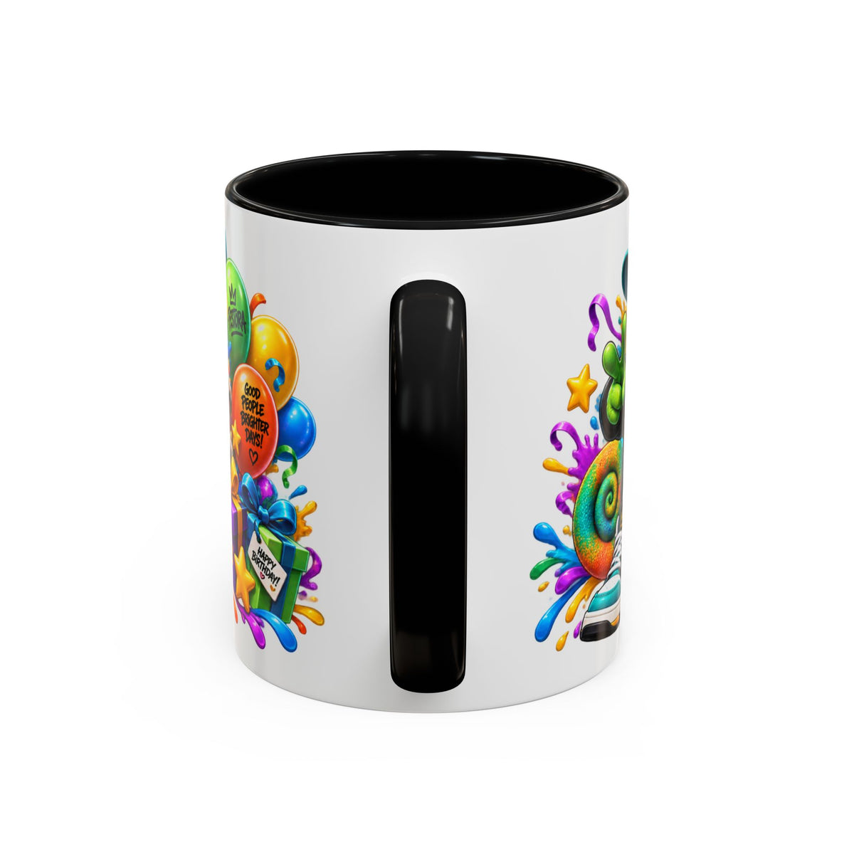 Birthday in Full Color White Ceramic Mug – Fun Colorful Birthday Coffee Cup – FestoraShop Original Design
