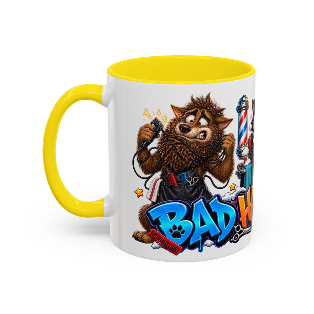 Bad Hair Night Funny Werewolf Barber Halloween White Mug