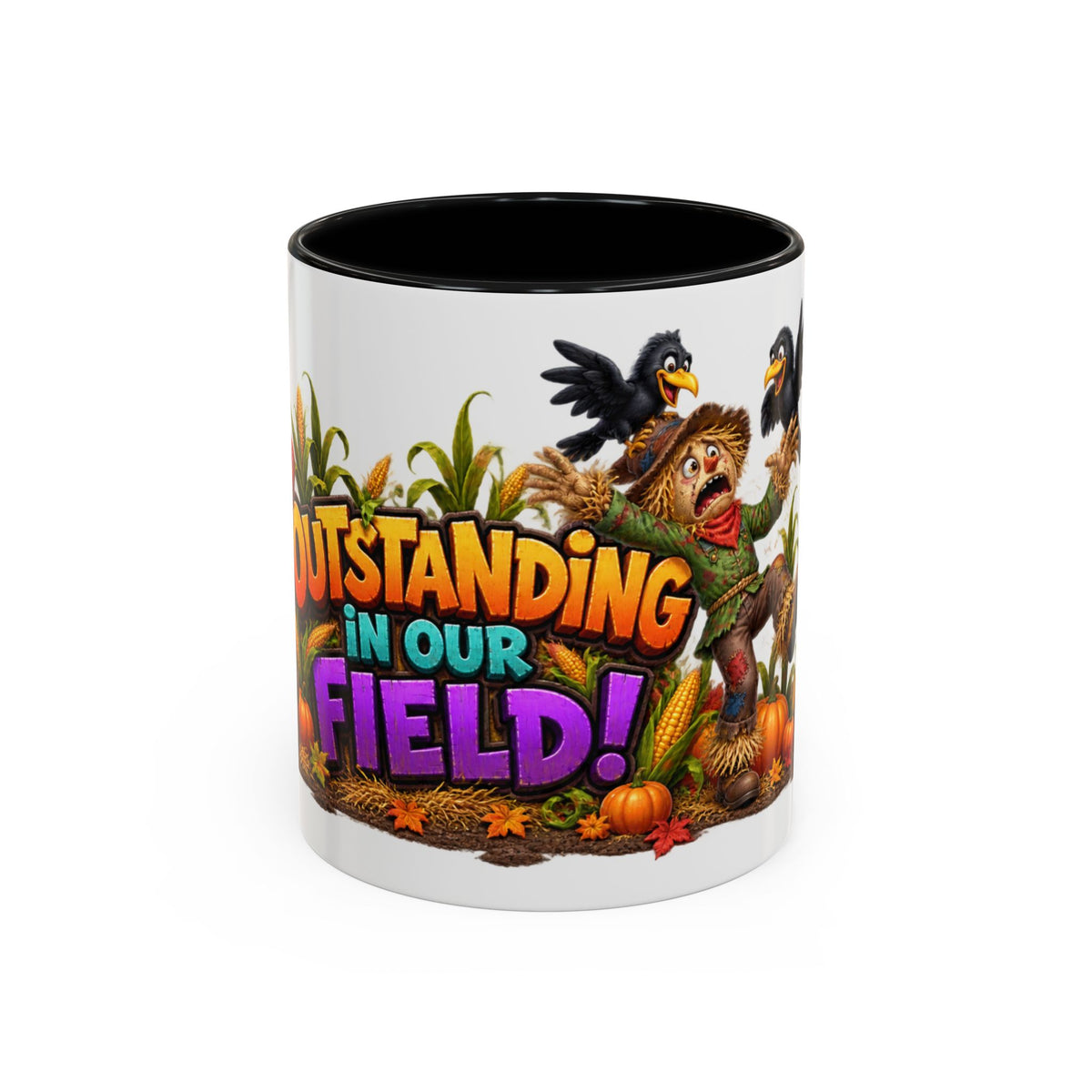 Outstanding in Our Field Funny Scarecrow Halloween White Mug