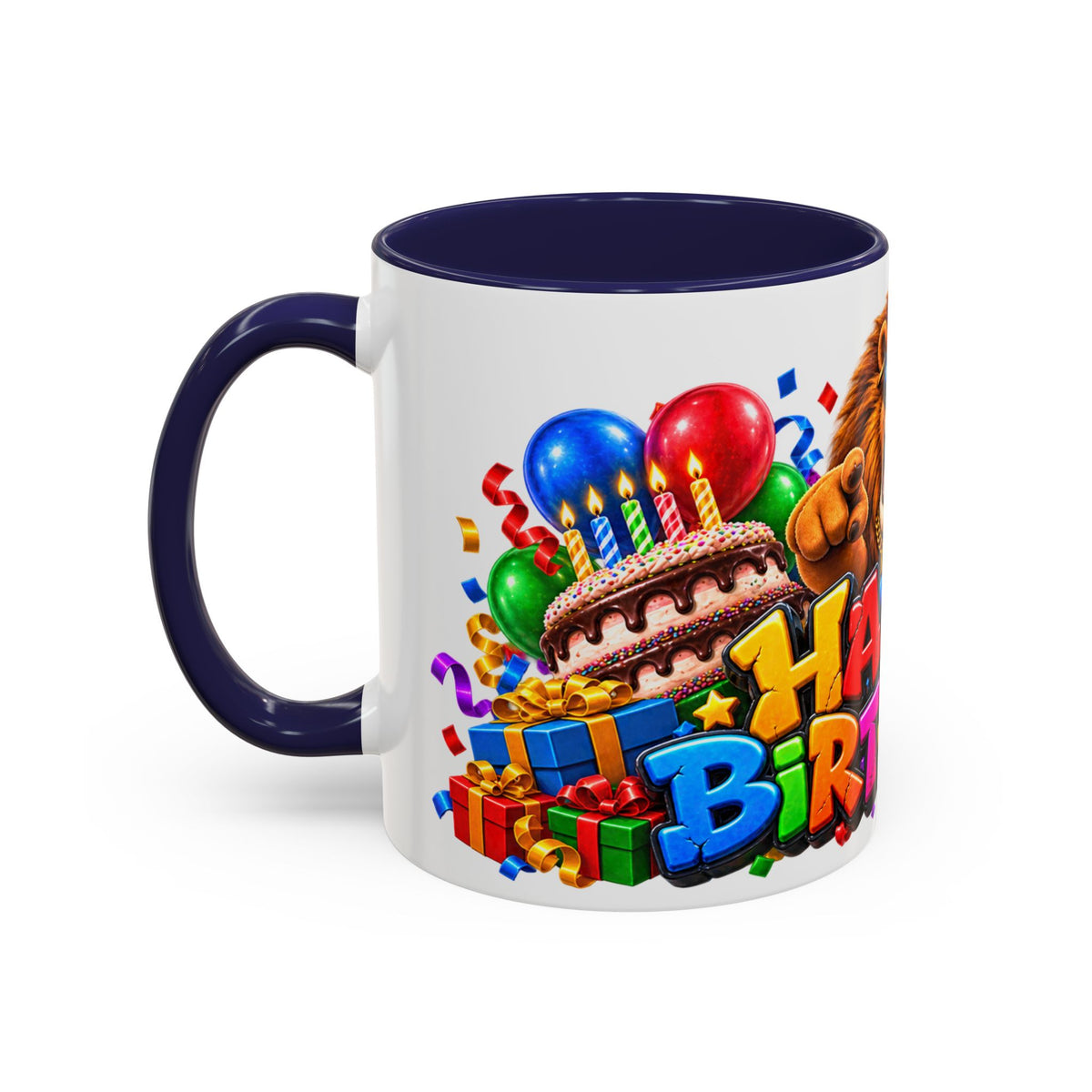 Lion Happy Birthday Mug – Colorful 3D King Celebration Design