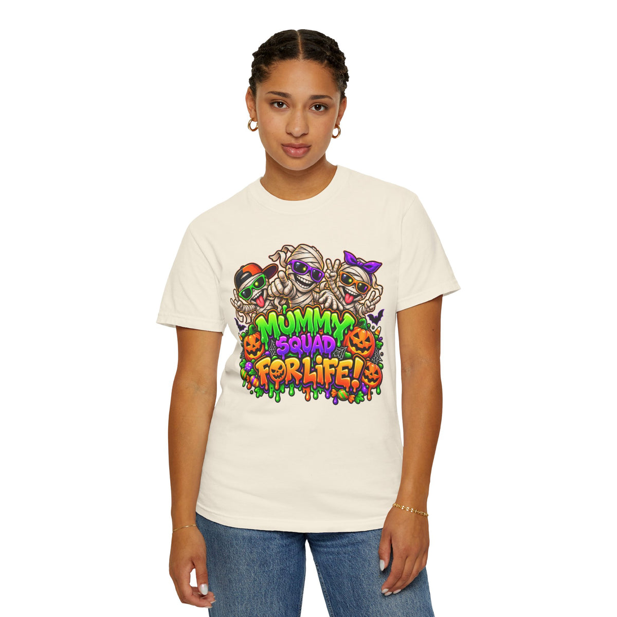 Mummy Squad For Life Halloween T-Shirt – Funny Colorful Mummy Graphic Tee