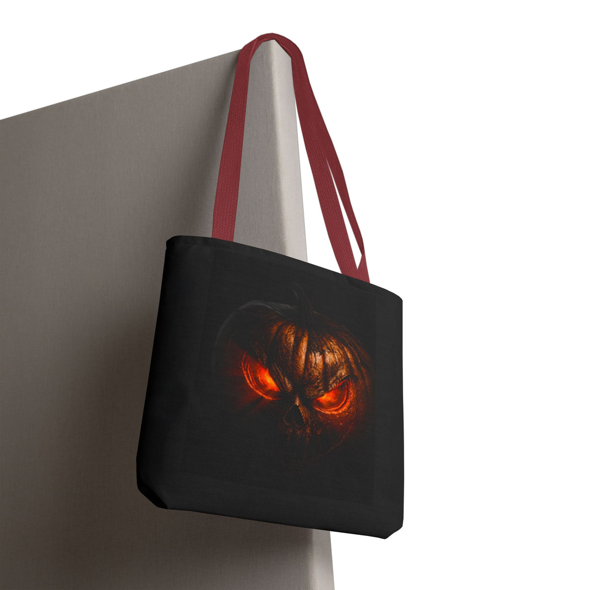 Spider Web Tote Bag — Creepy Red-Eyed Spider Halloween Grocery Tote