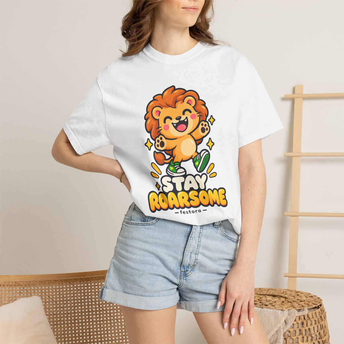 Stay Roarsome – Cute Happy Lion Graphic T-Shirt