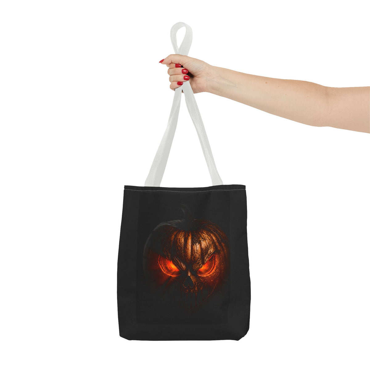 Spider Web Tote Bag — Creepy Red-Eyed Spider Halloween Grocery Tote