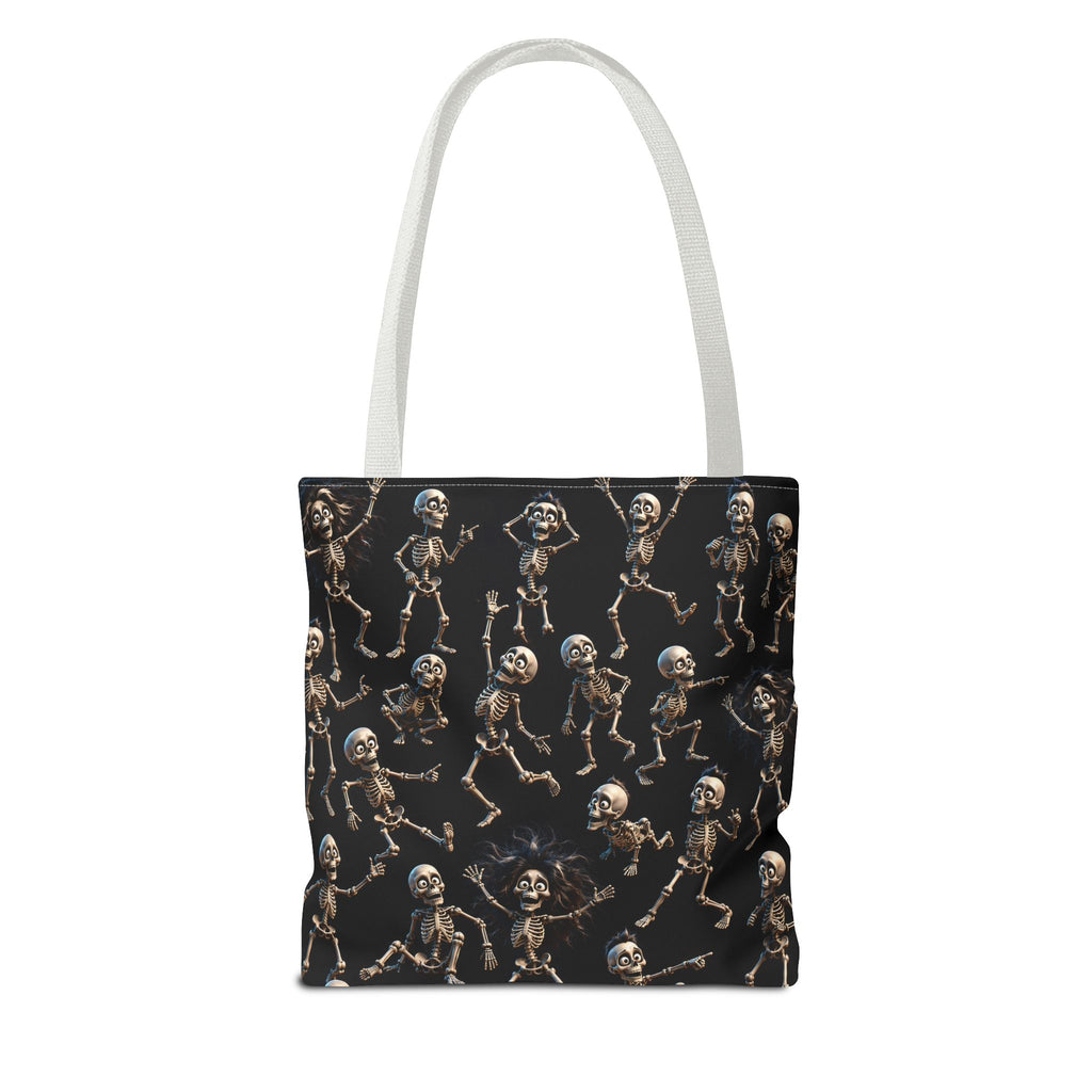 Spooky Skeleton Crew Halloween Tote Bag - Cute 3D Skeleton Pattern